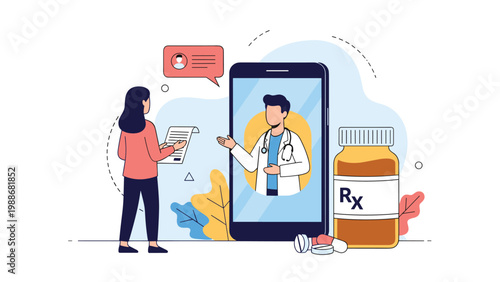 Woman consulting with professional doctor through online video call for telemedicine medical diagnosis and prescription advice.