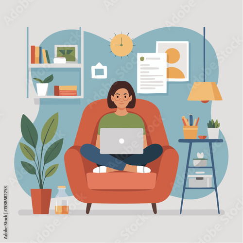 Person applying for job online using laptop at home