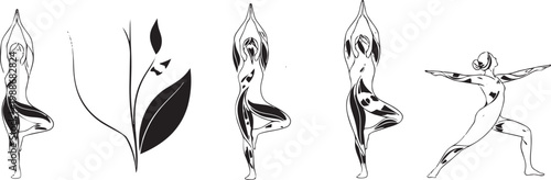 Botanical silhouette a delicate watercolor illustration of various plant species