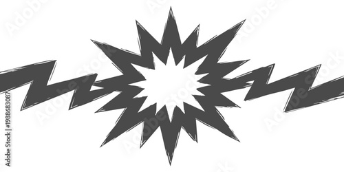 Comic book style star burst explosion with jagged lightning bolt lines