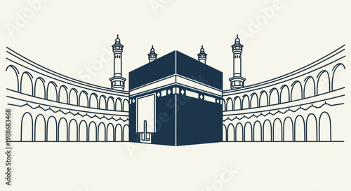 Islamic Holy Site Kaaba in Mecca - A Digital Illustration of the Sacred Structure in Saudi Arabia