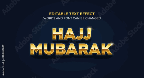 Shimmering golden text effect for a blessed pilgrimage greeting, perfect for digital designs celebrating important religious observances and editable for custom messages
