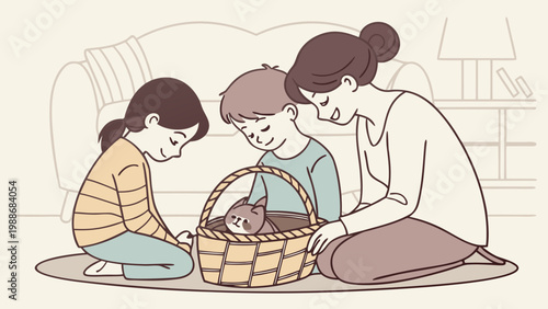 Family working together on a craft project outdoors