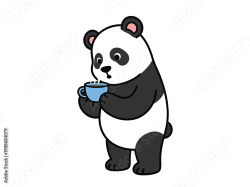 Panda baby drinking tea