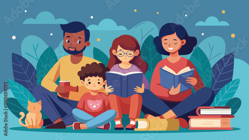 Family enjoying a cozy reading session together at home