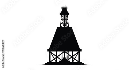 A stark silhouette of an oil derrick structure against a brilliant white background high quality professional