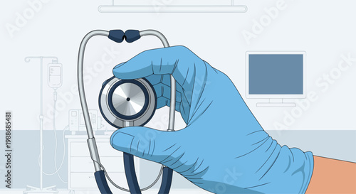 Doctors Hand Holding Stethoscope Medical Examination Tool.