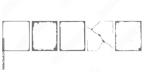 Fotografía Set of distressed square grunge frames with cracked and weathered borders vector