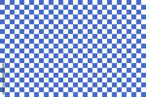 White and blue checkerboard grid texture with alternating squares. Seamless geometric vector illustration for digital design, alpha channel backdrop, PNG files and creative layouts with clean borders
