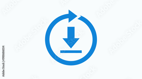 Blue circular download refresh icon.