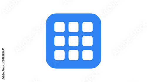 Blue square with nine white squares.