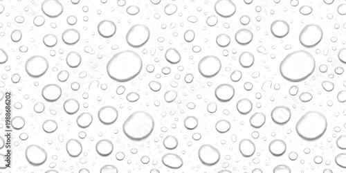 Foto Seamless pattern of realistic water droplets on a white background vector illust