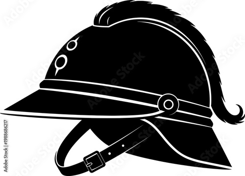 19th century military officer helmet illustration with tall crest