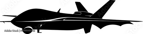 Advanced stealth unmanned aerial vehicle silhouette flying in profile