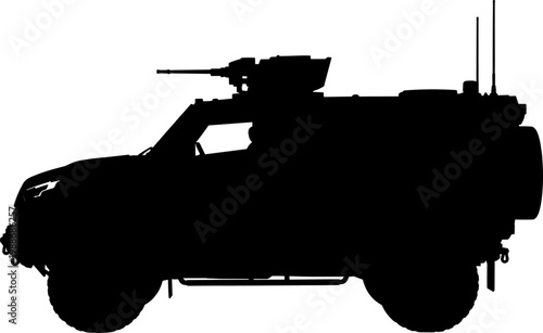 Armored security suv silhouette with roof turret