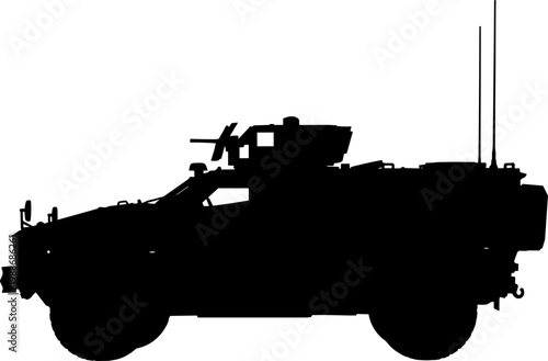 Armored infantry fighting vehicle silhouette with communication antennas