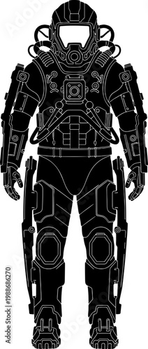 Atmospheric diving suit or heavy mechanical exoskeleton illustration