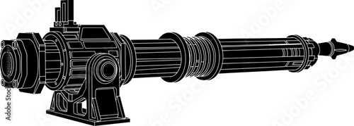Futuristic electromagnetic railgun silhouette for advanced defense systems