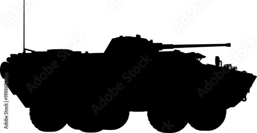Eight wheeled armored personnel carrier silhouette for infantry transport