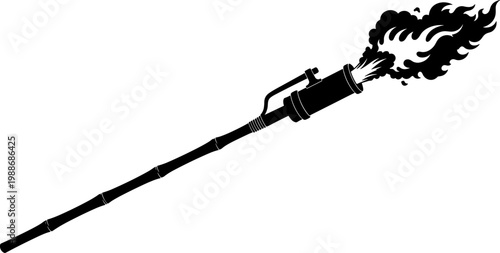Flamethrower weapon silhouette emitting fire blast