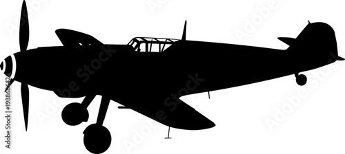 German messerschmitt fighter plane silhouette with landing gear down