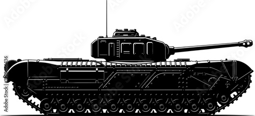 Heavy armored infantry tank profile shows detailed track system