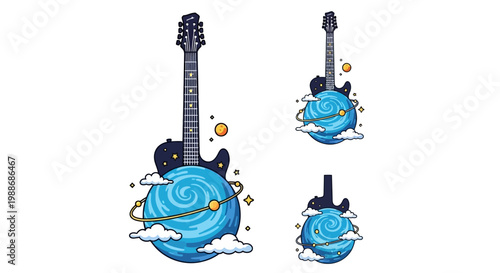 Guitars on a blue planet earth.