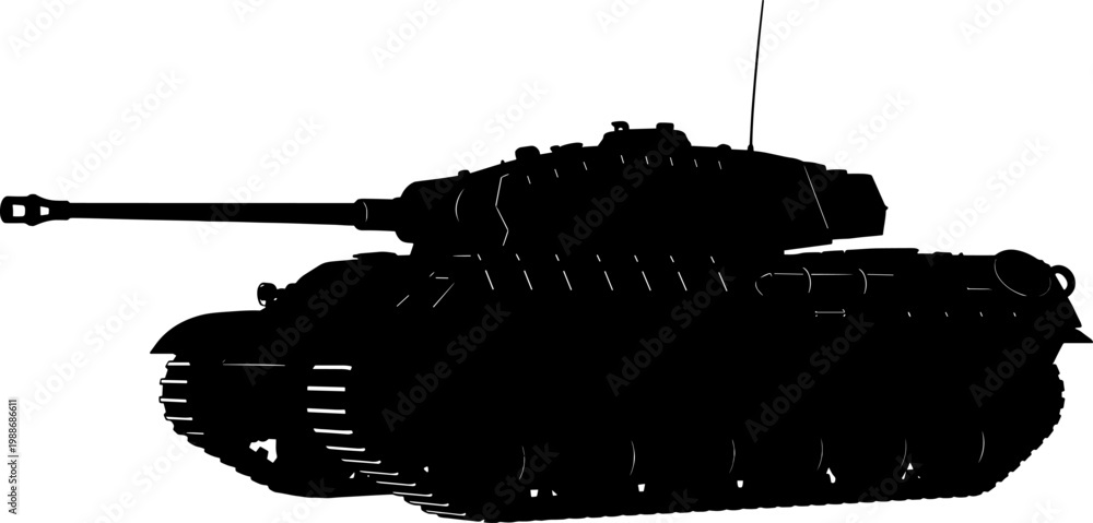 Obraz premium Main battle tank silhouette displays long barrel cannon