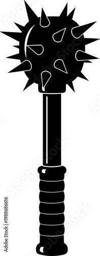 Medieval morning star mace illustration with spiked iron ball