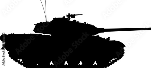 Main battle tank silhouette with long barrel and armored turret