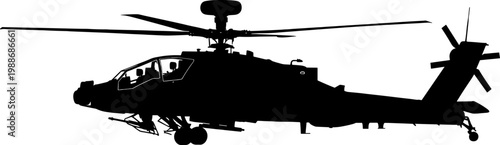 Modern attack helicopter silhouette with mast-mounted radar system