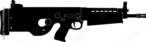 Modern bullpup assault rifle silhouette for infantry equipment
