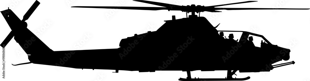 Obraz premium Slim profile attack helicopter silhouette for close air support