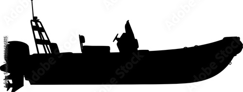 Rigid inflatable boat silhouette used for coastal patrol and rescue