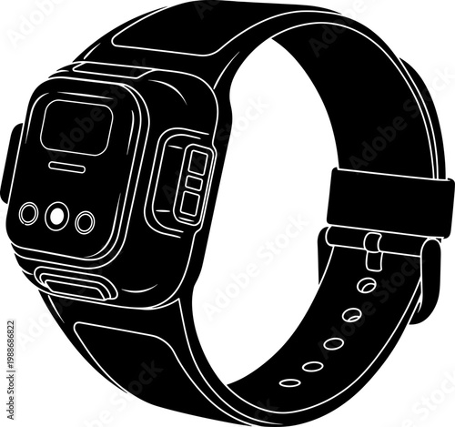 Rugged tactical smartwatch with reinforced casing and digital display