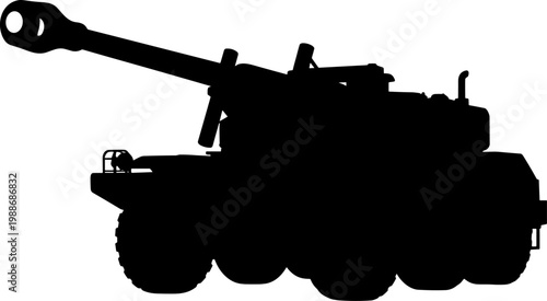 Self propelled artillery tank silhouette for long range fire support