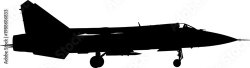 Side profile silhouette of a swing-wing supersonic interceptor jet