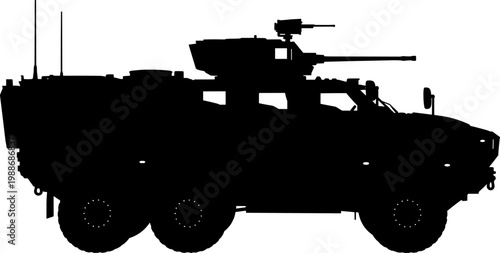 Six-wheeled armored personnel carrier silhouette profile