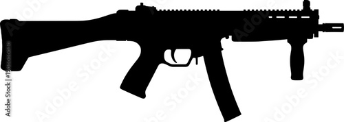 Specialized tactical rifle silhouette with vertical foregrip attachment