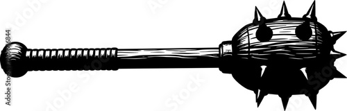 Spiked wooden mace morning star for medieval combat