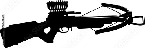 Tactical repeating crossbow silhouette with top loading magazine