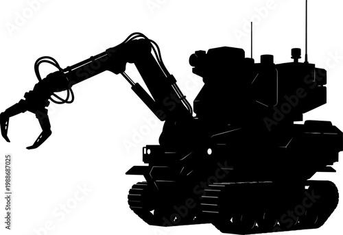 Tracked bomb disposal robot with mechanical arm