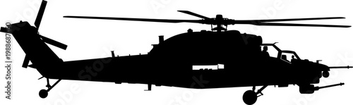 Tactical transport utility helicopter silhouette for troop deployment