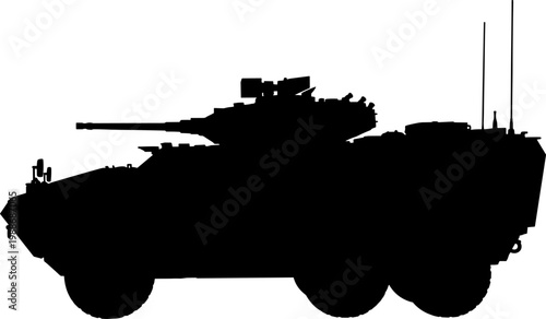 Wheeled combat vehicle silhouette armed with high caliber cannon