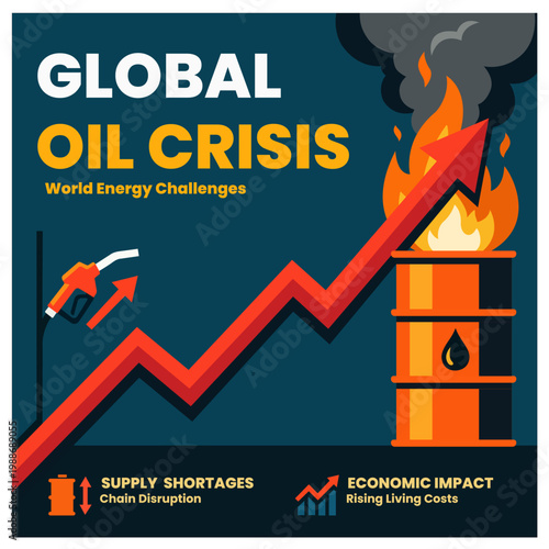 Global Oil Crisis Economic Impact Infographic Template