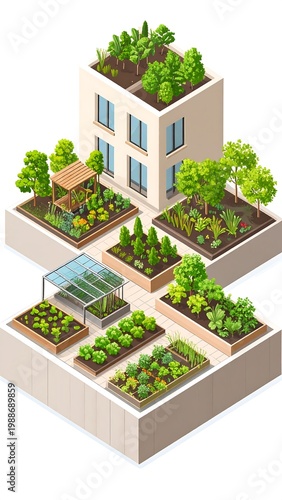 Green roof garden on modern building.