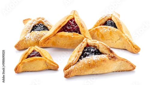 Hamantaschen cookies with jam filling.