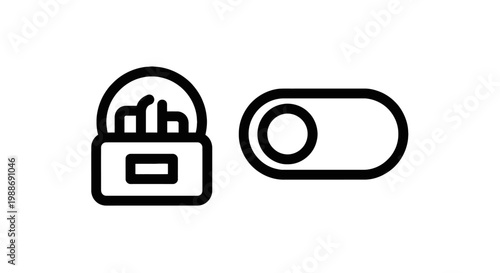 Digital security lock and toggle switch configuration icons with security protection settings configuration technology interface activation encryption
