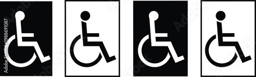 Wheelchair icon set. Handicapped, accessible, impairment, mobility, handicap. Disabled symbol on white background - stock vector.