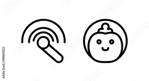 Wireless connectivity and user profile icon set with wireless connection technology internet communication identity broadcast transmit settings